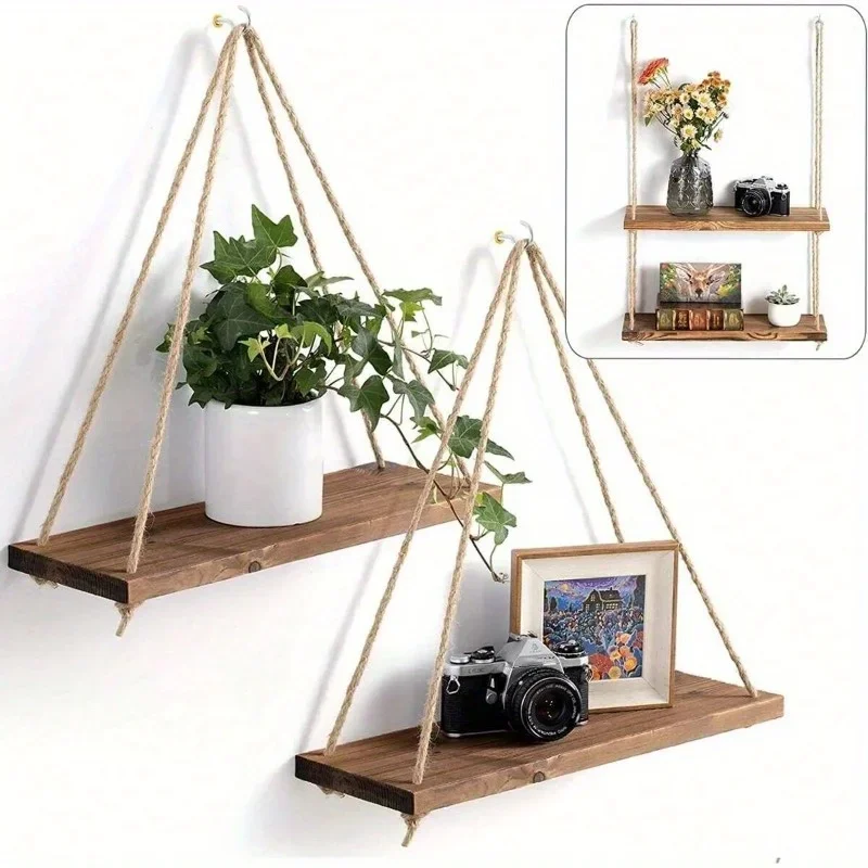 Flower Wall Panel - Balançoire en bois suspendue en corde
